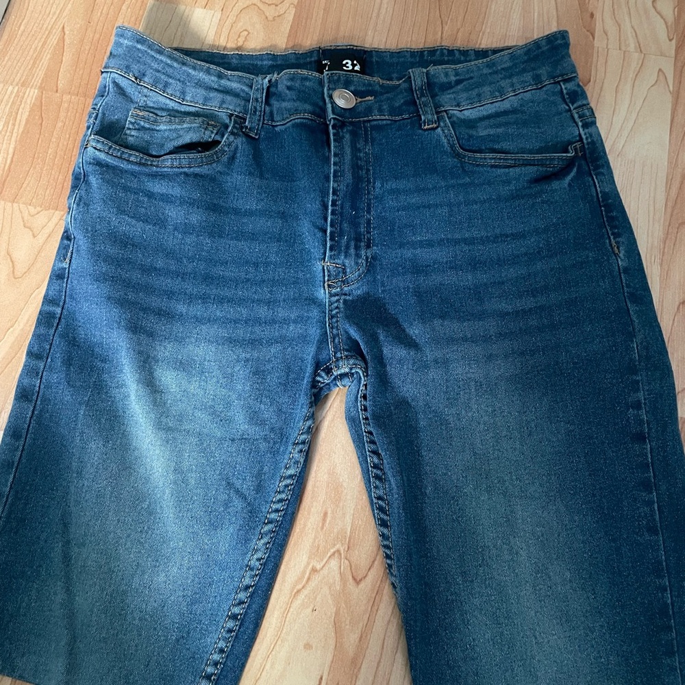 Blue Slim Jeans shorts with Natural Fading